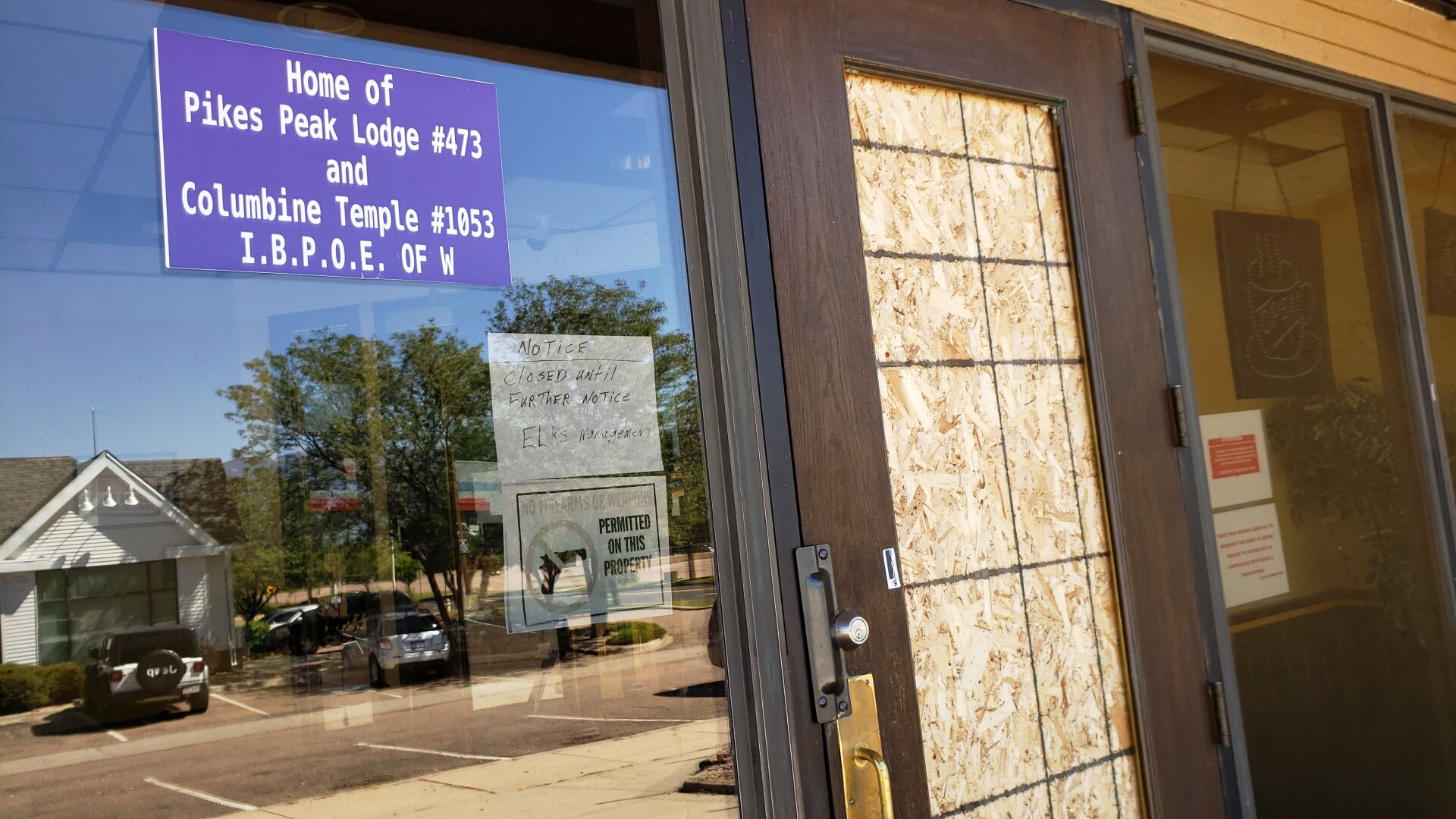 Front door of the Elks Lodge, 9/16